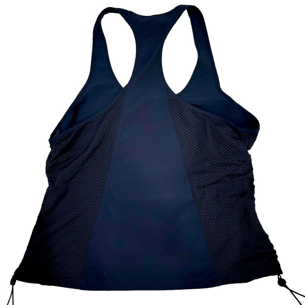 Athleta Small Tank Top White Drawstring Cinch Sides Racerback Athletic Yoga - Picture 2 of 5
